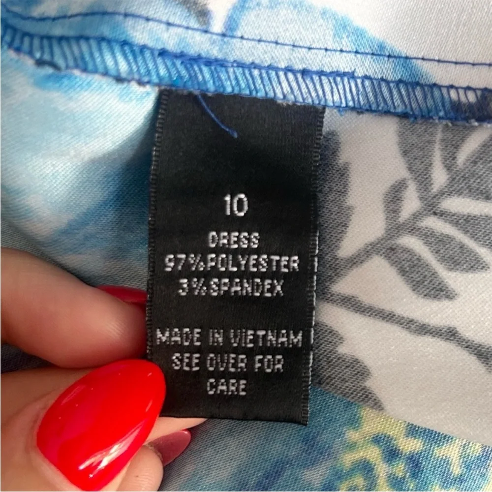 AB Studio Blue Floral A Line Mini Dress Size 10 - Picture 4 of 6